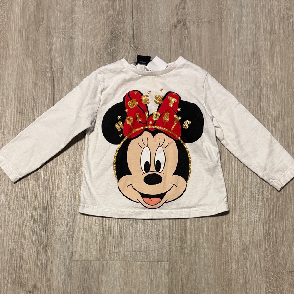 Zara‎ White and Red Minnie Mouse Long Sleeve Tee